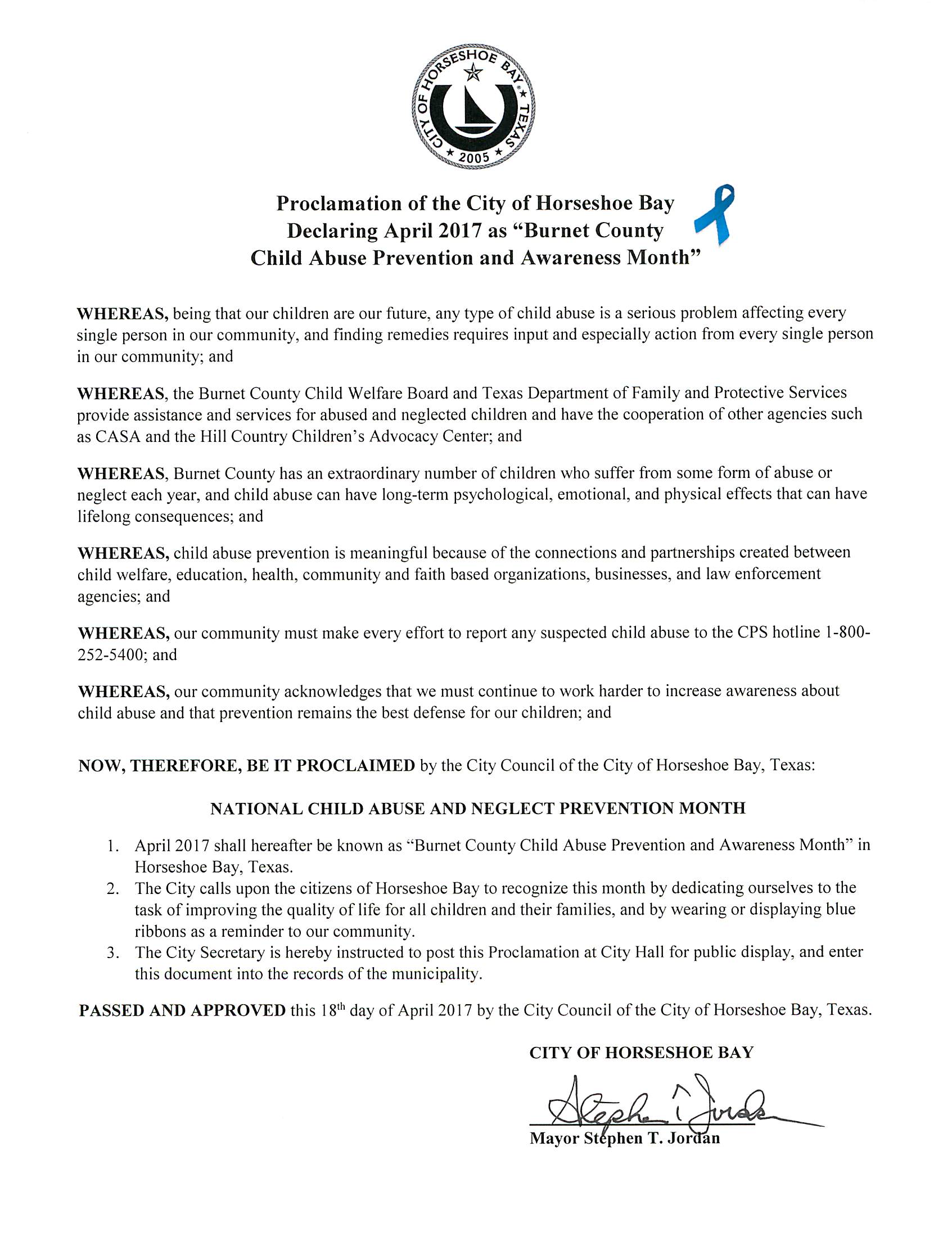 2017 Apr Burnet County Child Abuse Prev Month 04.18.2017