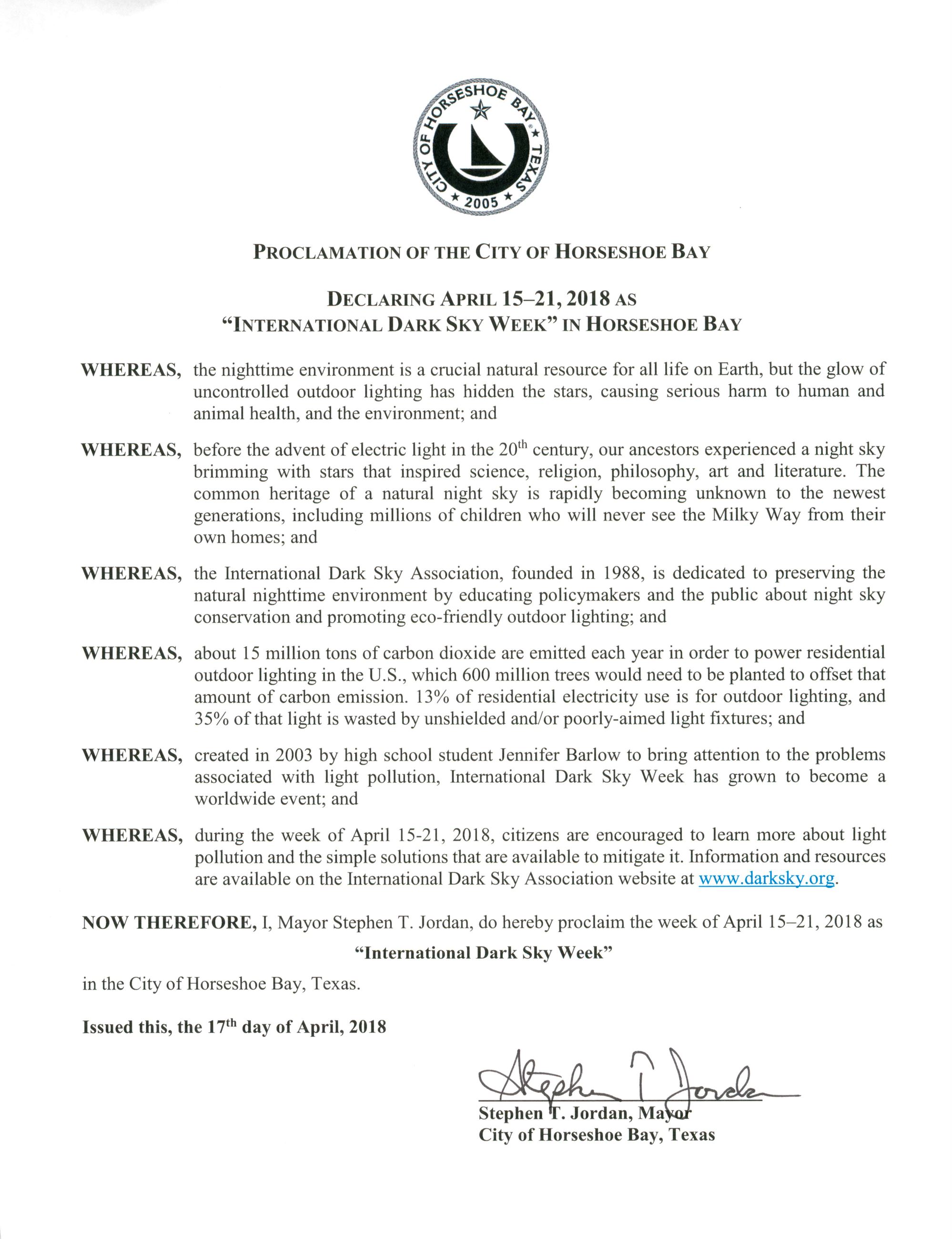 2018 Apr 15-21 International Dark Sky Week 04.17.2018