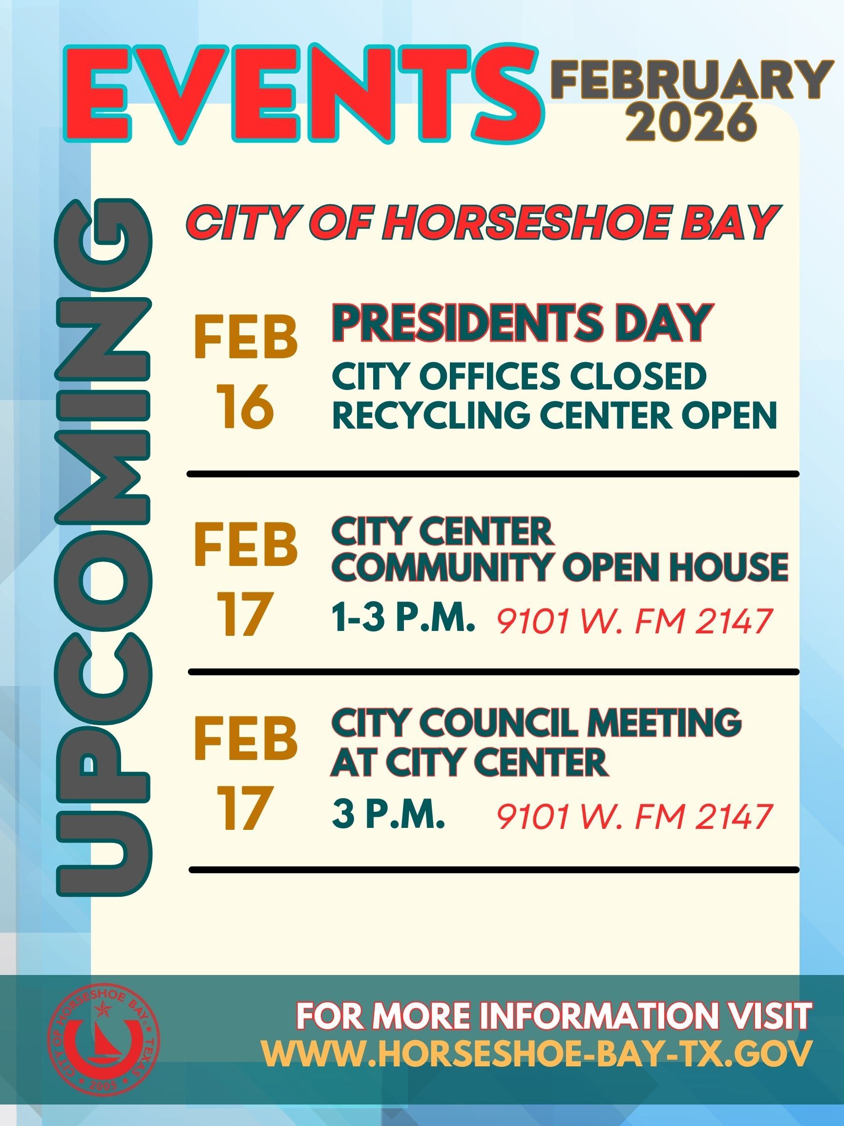 Upcoming Events Feb 2026