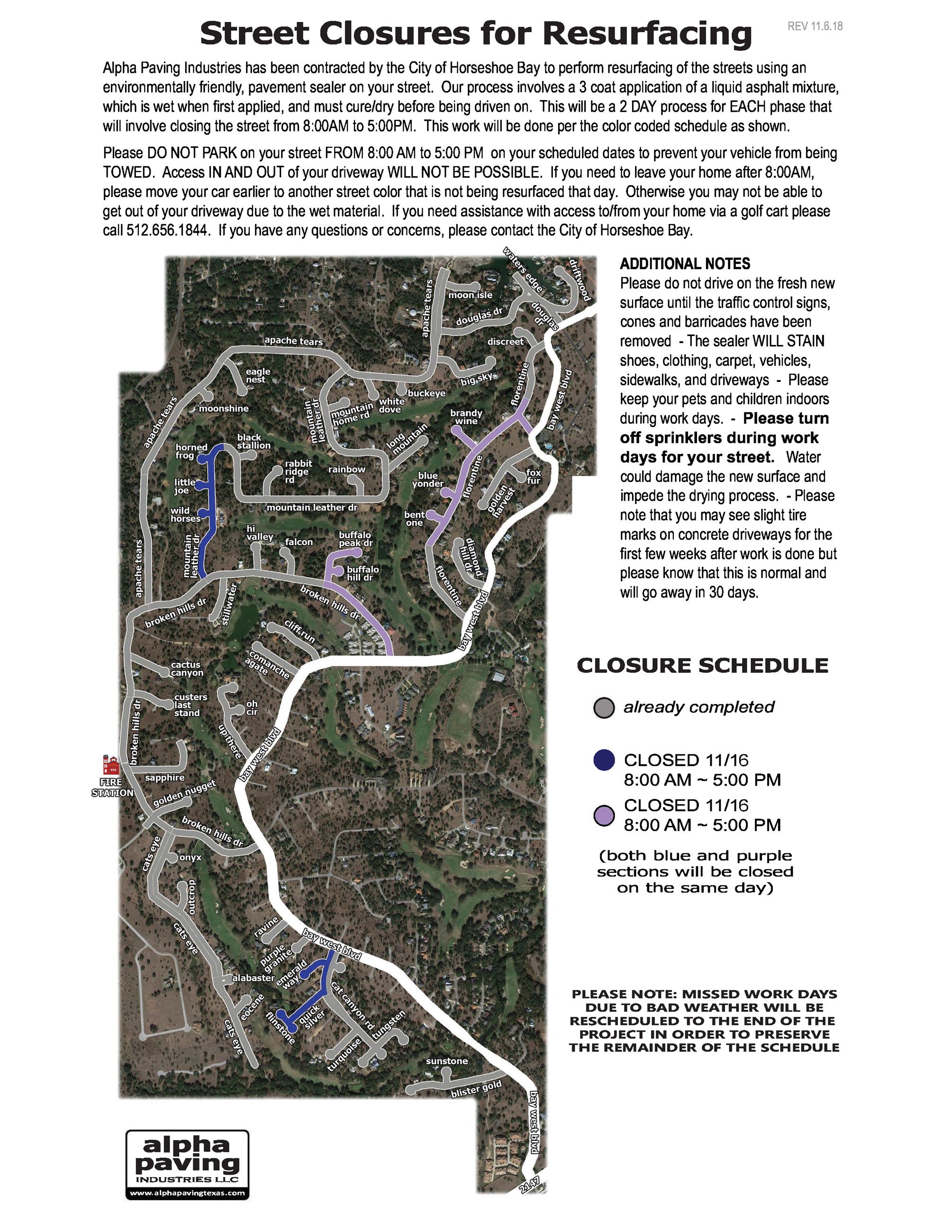 Street Closure Map Revised 11/12/18